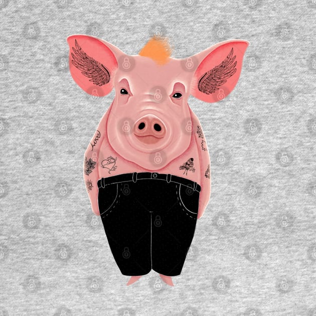 Cool Pig with Tattoo in Trousers by DrawingEggen